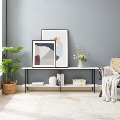 Manhattan Comfort - Celine Side Table / Console with 2 Fixed Shelves Shelves in White - 25555-WH veiw 9