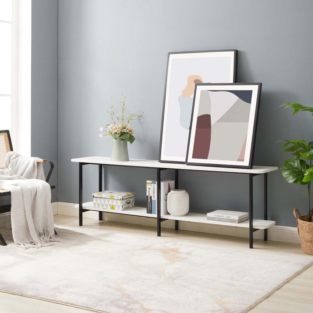 Manhattan Comfort - Celine Side Table / Console with 2 Fixed Shelves Shelves in White - 25555-WH veiw 10