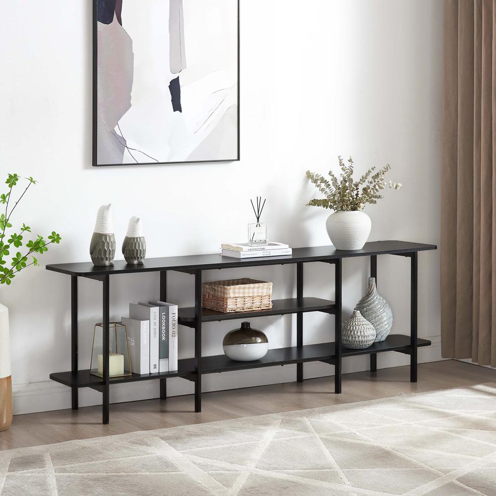 Manhattan Comfort - Celine Side Table / Console with 3 Fixed Shelves in Black - 25570-BK veiw 8