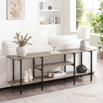 Manhattan Comfort - Celine Side Table / Console with 3 Fixed Shelves in Rustic Grey - 25570-GY veiw 8