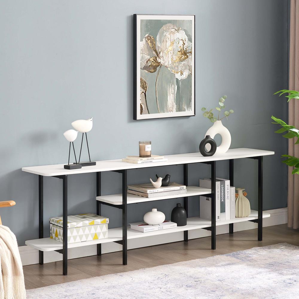 Manhattan Comfort - Celine Side Table / Console with 3 Fixed Shelves in White - 25570-WH veiw 8