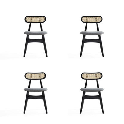 Manhattan Comfort - Colbert Woven Polycotton Dining Chair with American Ash Wood Legs in Black and Grey - Set of 4 - 2-DCCA02-GY veiw 1