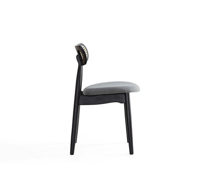 Manhattan Comfort - Colbert Woven Polycotton Dining Chair with American Ash Wood Legs in Black and Grey - Set of 4 - 2-DCCA02-GY veiw 4