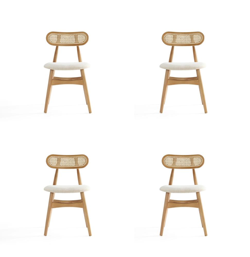 Manhattan Comfort - Colbert Woven Polycotton Dining Chair with American Ash Wood Legs in Nature and Oatmeal - Set of 4 - 2-DCCA02-OM veiw 1