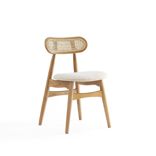 Manhattan Comfort - Colbert Woven Polycotton Dining Chair with American Ash Wood Legs in Nature and Oatmeal - Set of 4 - 2-DCCA02-OM veiw 2