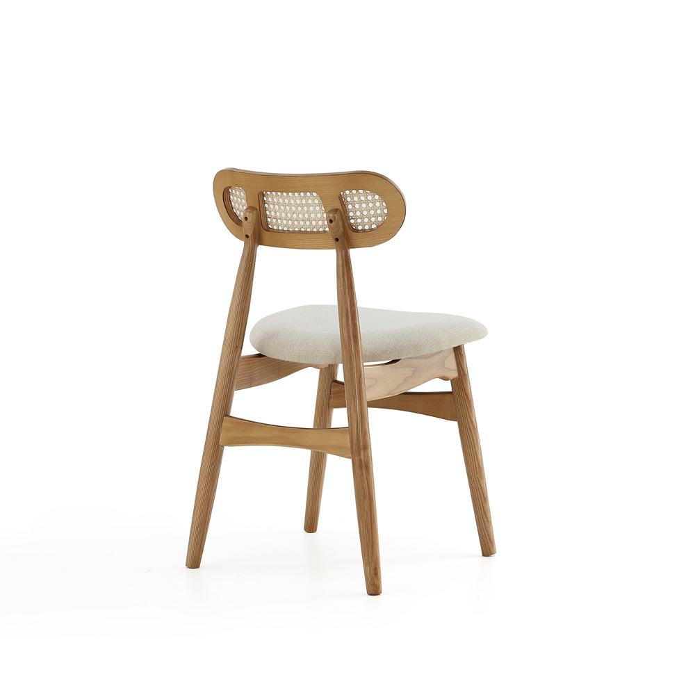 Manhattan Comfort - Colbert Woven Polycotton Dining Chair with American Ash Wood Legs in Nature and Oatmeal - Set of 4 - 2-DCCA02-OM veiw 3