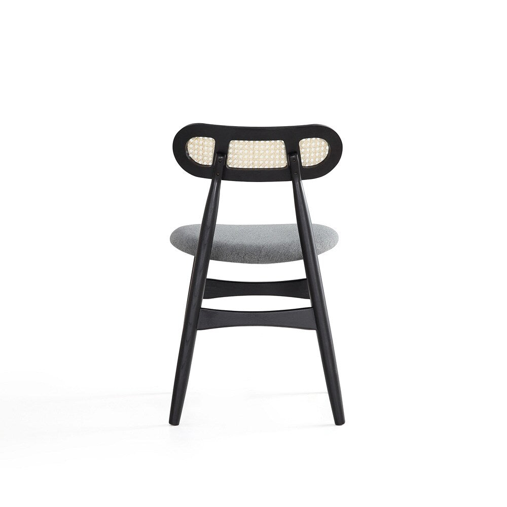 Manhattan Comfort - Colbert Woven Polycotton Dining Chair with American Ash Wood Legs in Black and Grey - Set of 2 - DCCA02-GY veiw 5