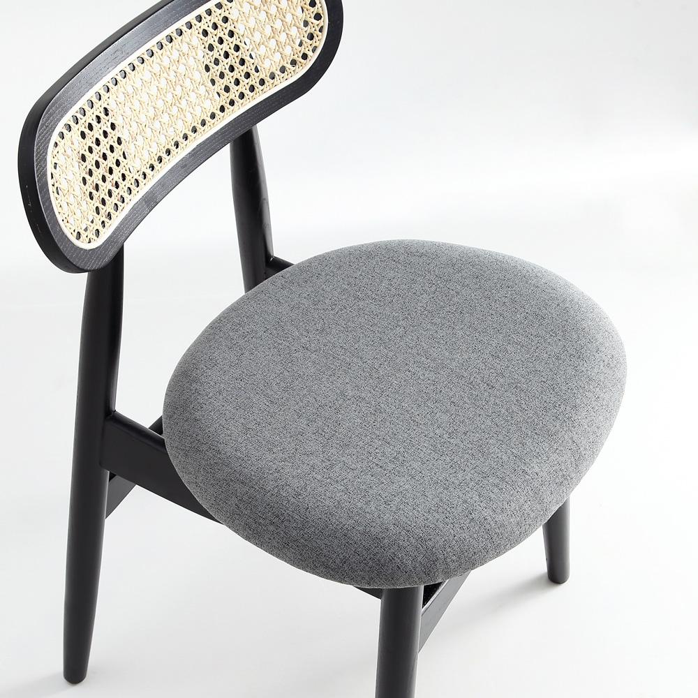 Manhattan Comfort - Colbert Woven Polycotton Dining Chair with American Ash Wood Legs in Black and Grey - Set of 2 - DCCA02-GY veiw 7