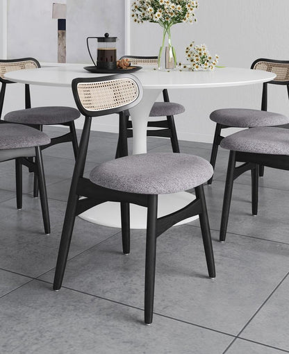 Manhattan Comfort - Colbert Woven Polycotton Dining Chair with American Ash Wood Legs in Black and Grey - Set of 2 - DCCA02-GY veiw 9