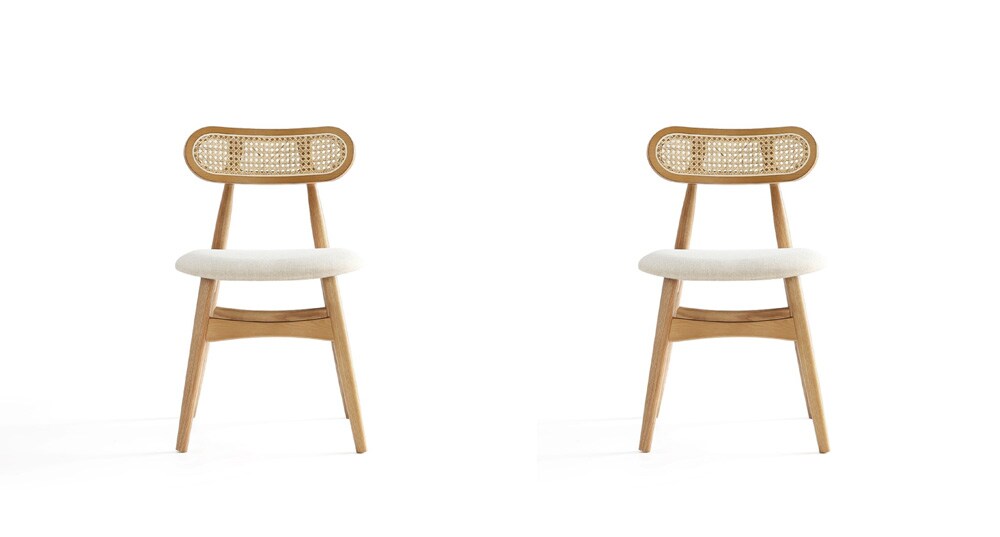 Manhattan Comfort - Colbert Woven Polycotton Dining Chair with American Ash Wood Legs in Nature and Oatmeal - Set of 2 - DCCA02-OM veiw 1