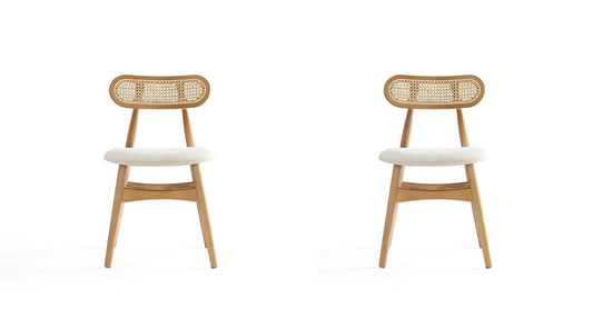 Manhattan Comfort - Colbert Woven Polycotton Dining Chair with American Ash Wood Legs in Nature and Oatmeal - Set of 2 - DCCA02-OM veiw 1