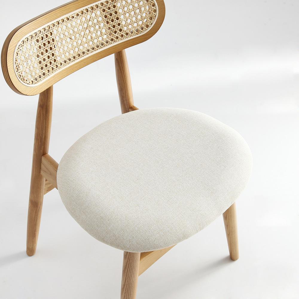 Manhattan Comfort - Colbert Woven Polycotton Dining Chair with American Ash Wood Legs in Nature and Oatmeal - Set of 2 - DCCA02-OM veiw 8