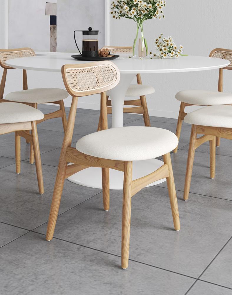 Manhattan Comfort - Colbert Woven Polycotton Dining Chair with American Ash Wood Legs in Nature and Oatmeal - Set of 2 - DCCA02-OM veiw 9