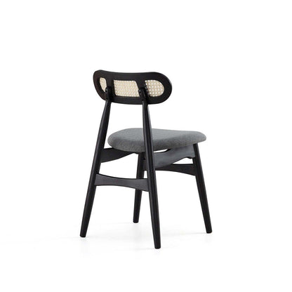 Manhattan Comfort - 7-Piece Colbert and Rockaway Woven Polycotton Dining with Dining Chair - American Ash WoodDining Table - American Solid Ash Wood Legs in Black and GreyBlack - 6-DT02DCCA02-GY veiw 8
