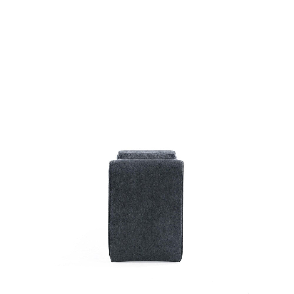 Manhattan Comfort - Concord Chenille Bench with Wood with Fabric Upholstery Legs in Black - BE001-BK veiw 3