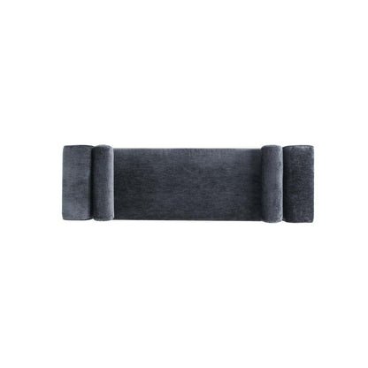 Manhattan Comfort - Concord Chenille Bench with Wood with Fabric Upholstery Legs in Black - BE001-BK veiw 6