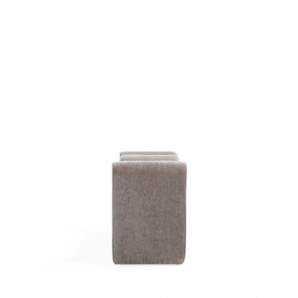 Manhattan Comfort - Concord Chenille Bench with Wood with Fabric Upholstery Legs in Dove - BE001-DO veiw 3