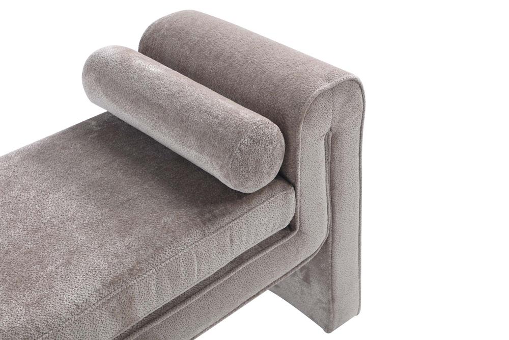 Manhattan Comfort - Concord Chenille Bench with Wood with Fabric Upholstery Legs in Dove - BE001-DO veiw 4