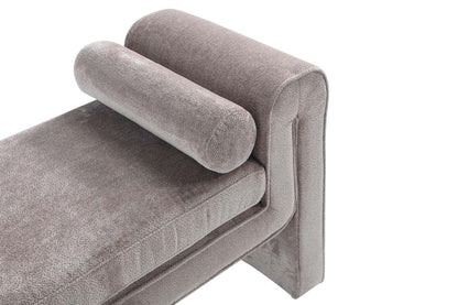 Manhattan Comfort - Concord Chenille Bench with Wood with Fabric Upholstery Legs in Dove - BE001-DO veiw 4