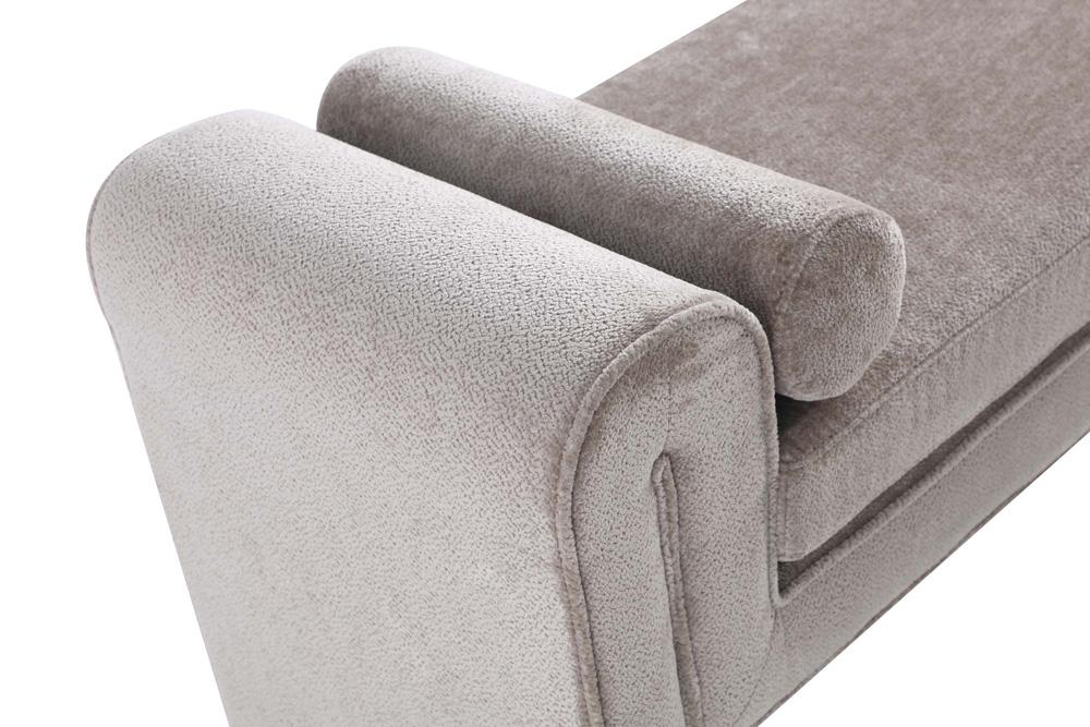 Manhattan Comfort - Concord Chenille Bench with Wood with Fabric Upholstery Legs in Dove - BE001-DO veiw 5