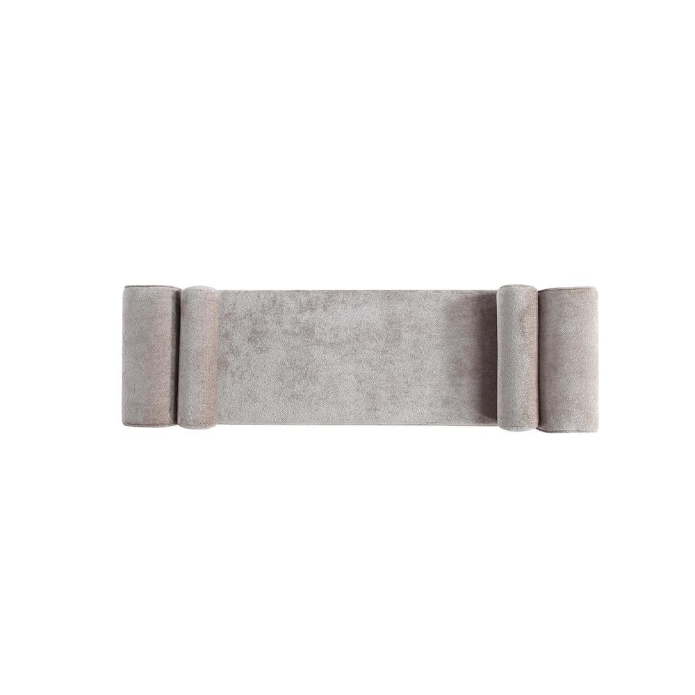 Manhattan Comfort - Concord Chenille Bench with Wood with Fabric Upholstery Legs in Dove - BE001-DO veiw 6