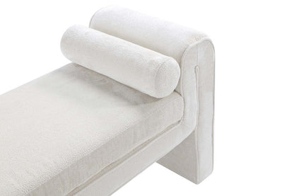 Manhattan Comfort - Concord Chenille Bench with Wood with Fabric Upholstery Legs in Ivory - BE001-IV veiw 4
