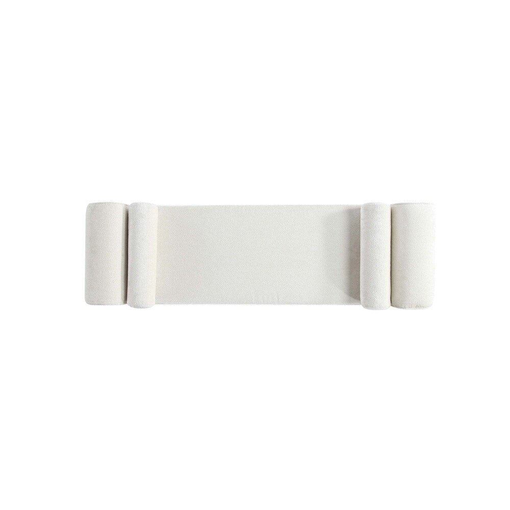 Manhattan Comfort - Concord Chenille Bench with Wood with Fabric Upholstery Legs in Ivory - BE001-IV veiw 5