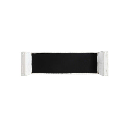 Manhattan Comfort - Concord Chenille Bench with Wood with Fabric Upholstery Legs in Ivory - BE001-IV veiw 6