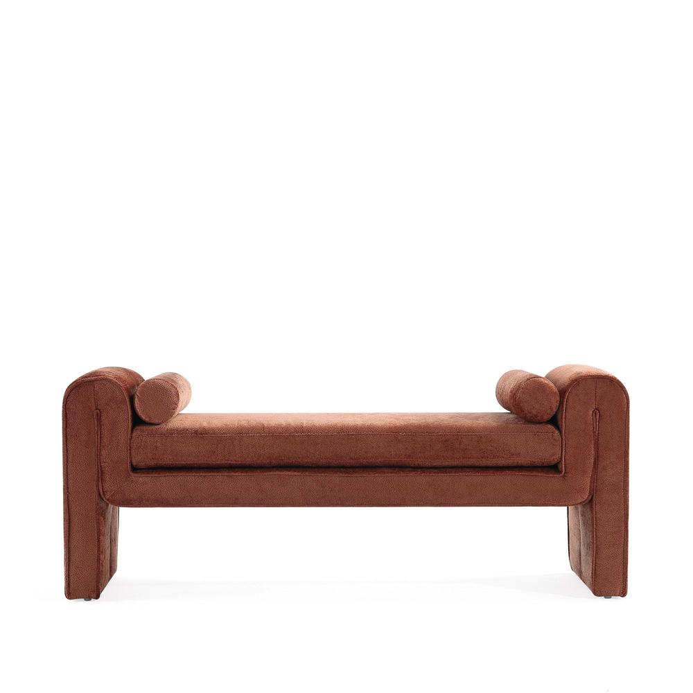 Manhattan Comfort - Concord Chenille Bench with Wood with Fabric Upholstery Legs in Terracotta - BE001-TR veiw 1
