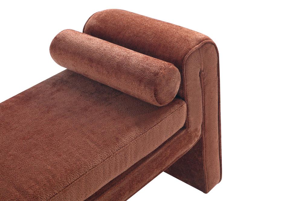 Manhattan Comfort - Concord Chenille Bench with Wood with Fabric Upholstery Legs in Terracotta - BE001-TR veiw 4
