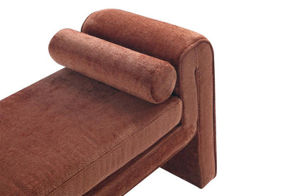 Manhattan Comfort - Concord Chenille Bench with Wood with Fabric Upholstery Legs in Terracotta - BE001-TR veiw 4