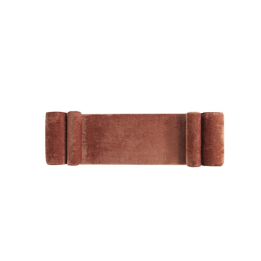 Manhattan Comfort - Concord Chenille Bench with Wood with Fabric Upholstery Legs in Terracotta - BE001-TR veiw 5