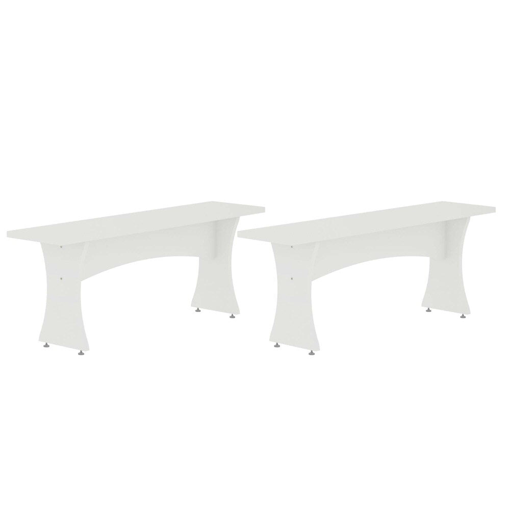 Manhattan Comfort - Coney Dining Bench with MDF Legs in White - Set of 2 - 184GMC1 veiw 1