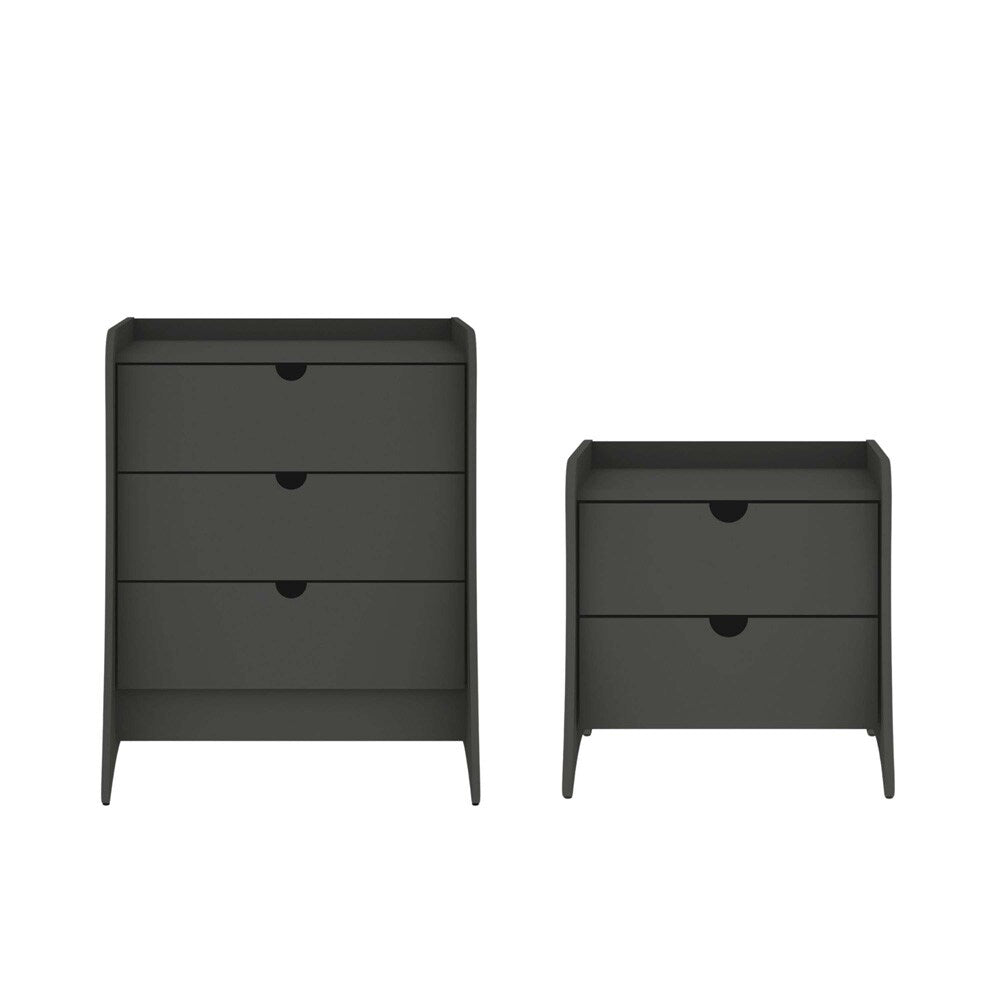 Manhattan Comfort - 2-Piece Coney Dresser and Nightstand with 5 - Drawers in Grey - 185GMC9 veiw 1