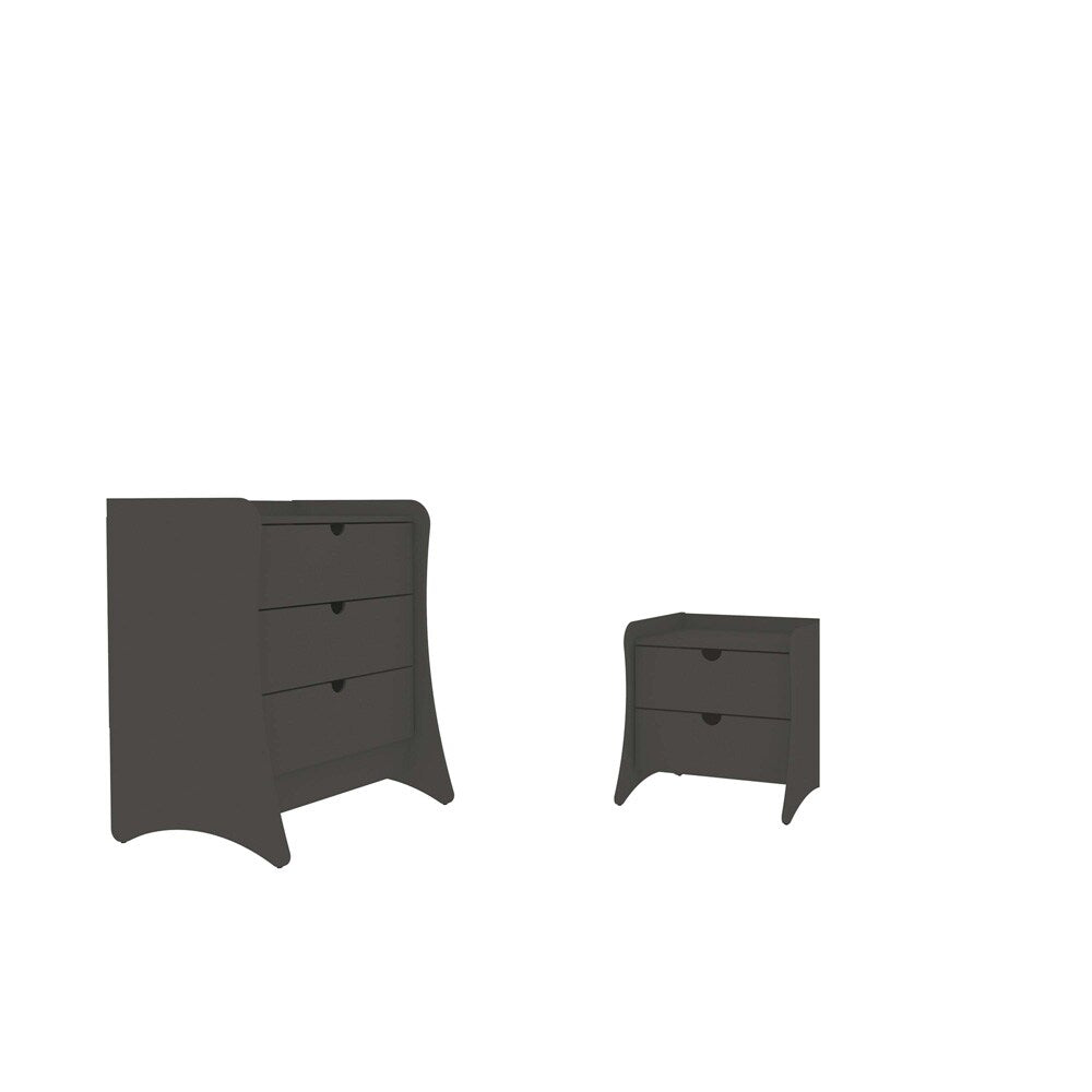 Manhattan Comfort - 2-Piece Coney Dresser and Nightstand with 5 - Drawers in Grey - 185GMC9 veiw 2