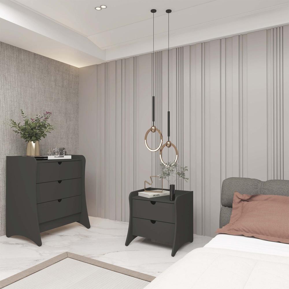 Manhattan Comfort - 2-Piece Coney Dresser and Nightstand with 5 - Drawers in Grey - 185GMC9 veiw 8