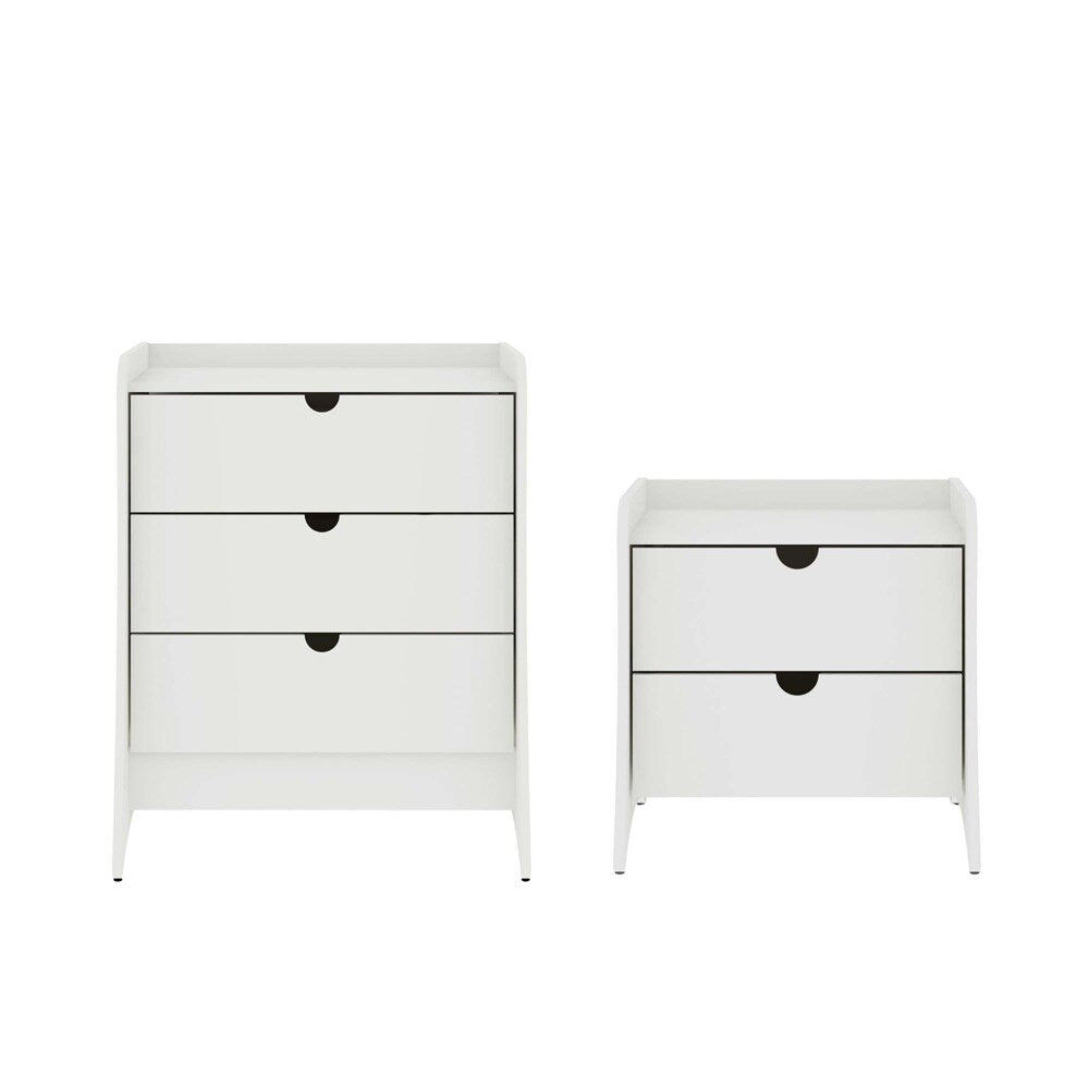 Manhattan Comfort - 2-Piece Coney Dresser and Nightstand with 5 - Drawers in White - 185GMC1 veiw 1