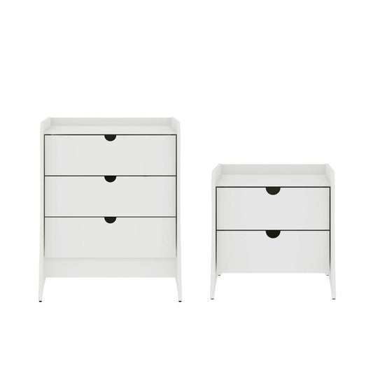 Manhattan Comfort - 2-Piece Coney Dresser and Nightstand with 5 - Drawers in White - 185GMC1 veiw 1