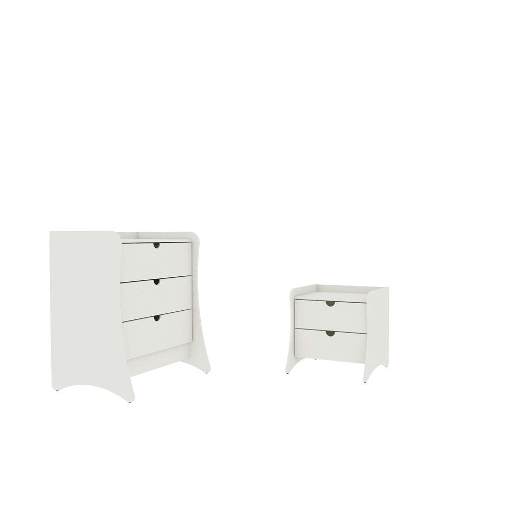 Manhattan Comfort - 2-Piece Coney Dresser and Nightstand with 5 - Drawers in White - 185GMC1 veiw 2