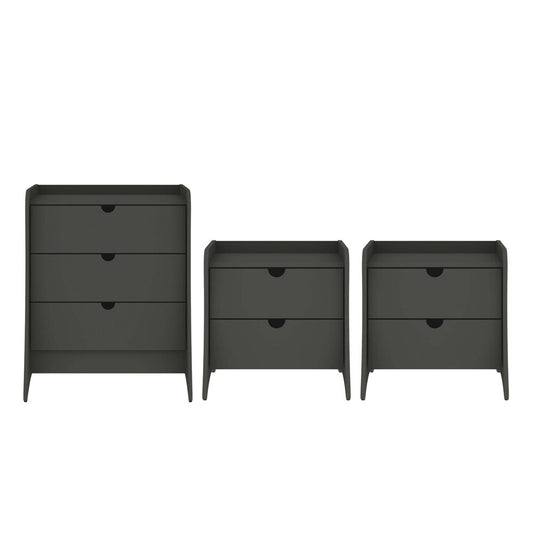 Manhattan Comfort - 3-Piece Coney Dresser and 2 Nightstands with 7 - Drawers in Grey - 188GMC9 veiw 1