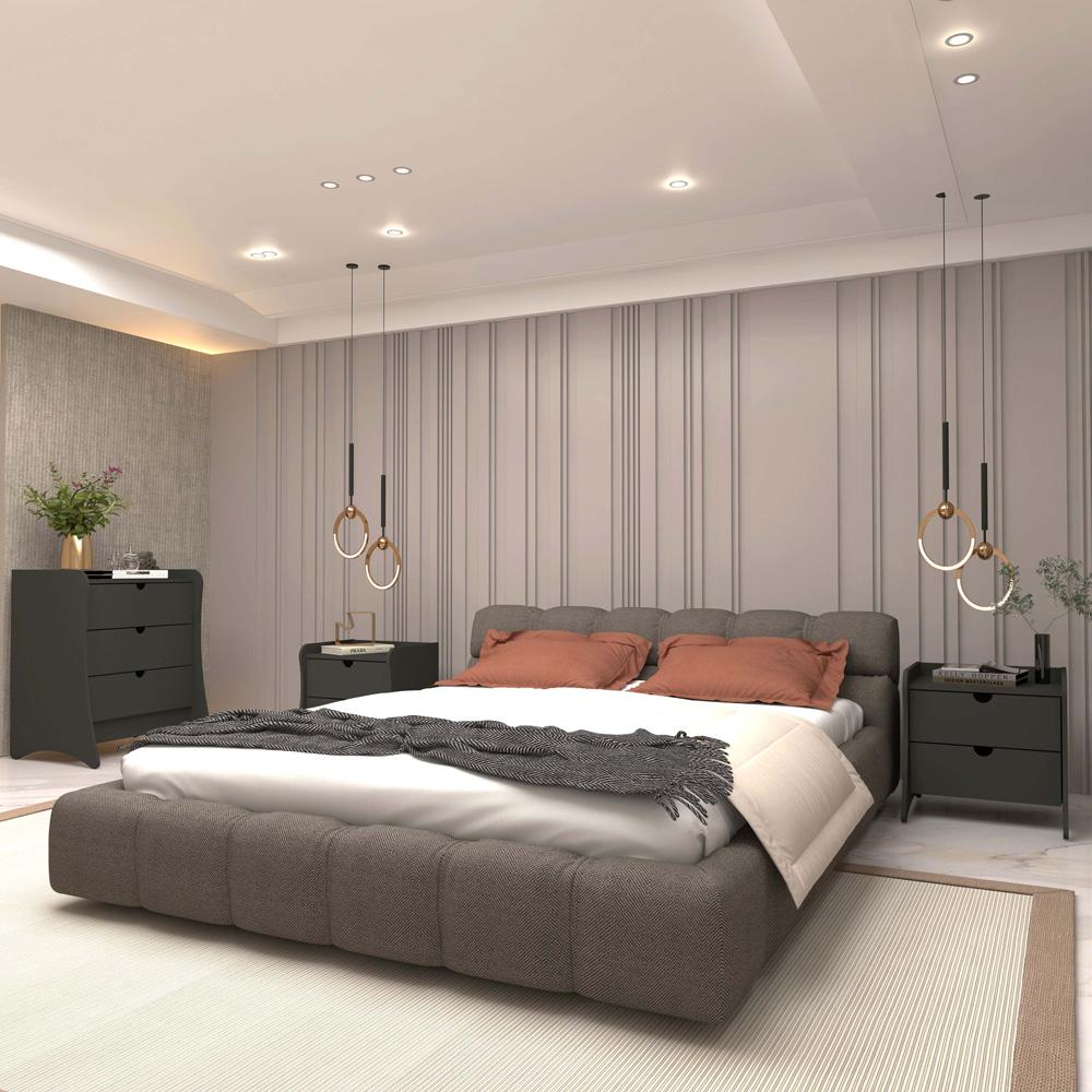 Manhattan Comfort - 3-Piece Coney Dresser and 2 Nightstands with 7 - Drawers in Grey - 188GMC9 veiw 10