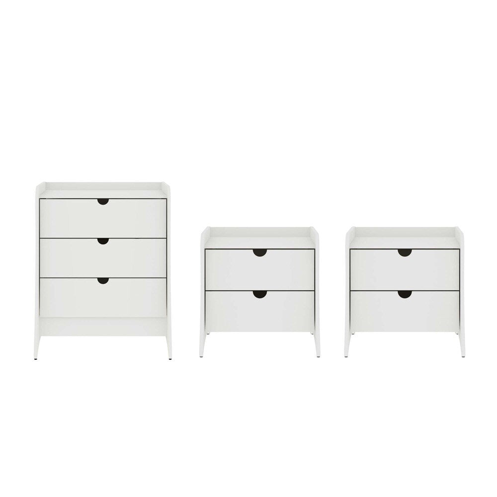 Manhattan Comfort - 3-Piece Coney Dresser and 2 Nightstands with 7 - Drawers in White - 188GMC1 veiw 1