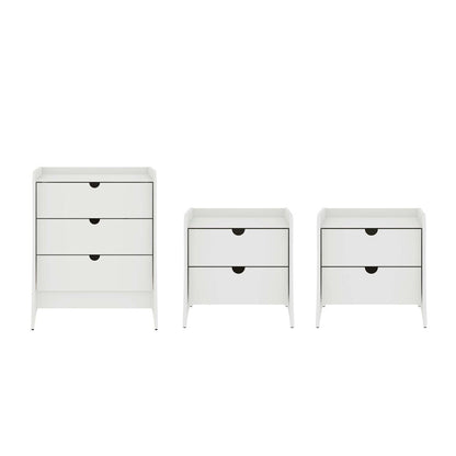 Manhattan Comfort - 3-Piece Coney Dresser and 2 Nightstands with 7 - Drawers in White - 188GMC1 veiw 1