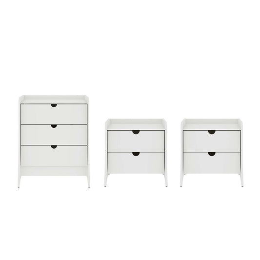 Manhattan Comfort - 3-Piece Coney Dresser and 2 Nightstands with 7 - Drawers in White - 188GMC1 veiw 1