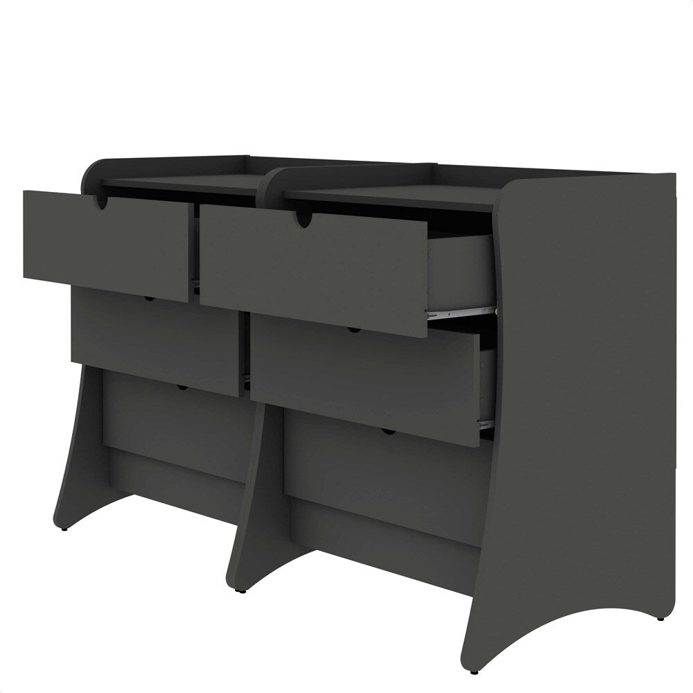 Manhattan Comfort - Coney Dresser with 6 Drawers in Grey - Set of 2 - 2-182GMC9 veiw 3