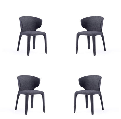 Manhattan Comfort - Conrad Woven Tweed Dining Chair with Metal Legs in Black - Set of 4 - 2-DC031-WBK veiw 1