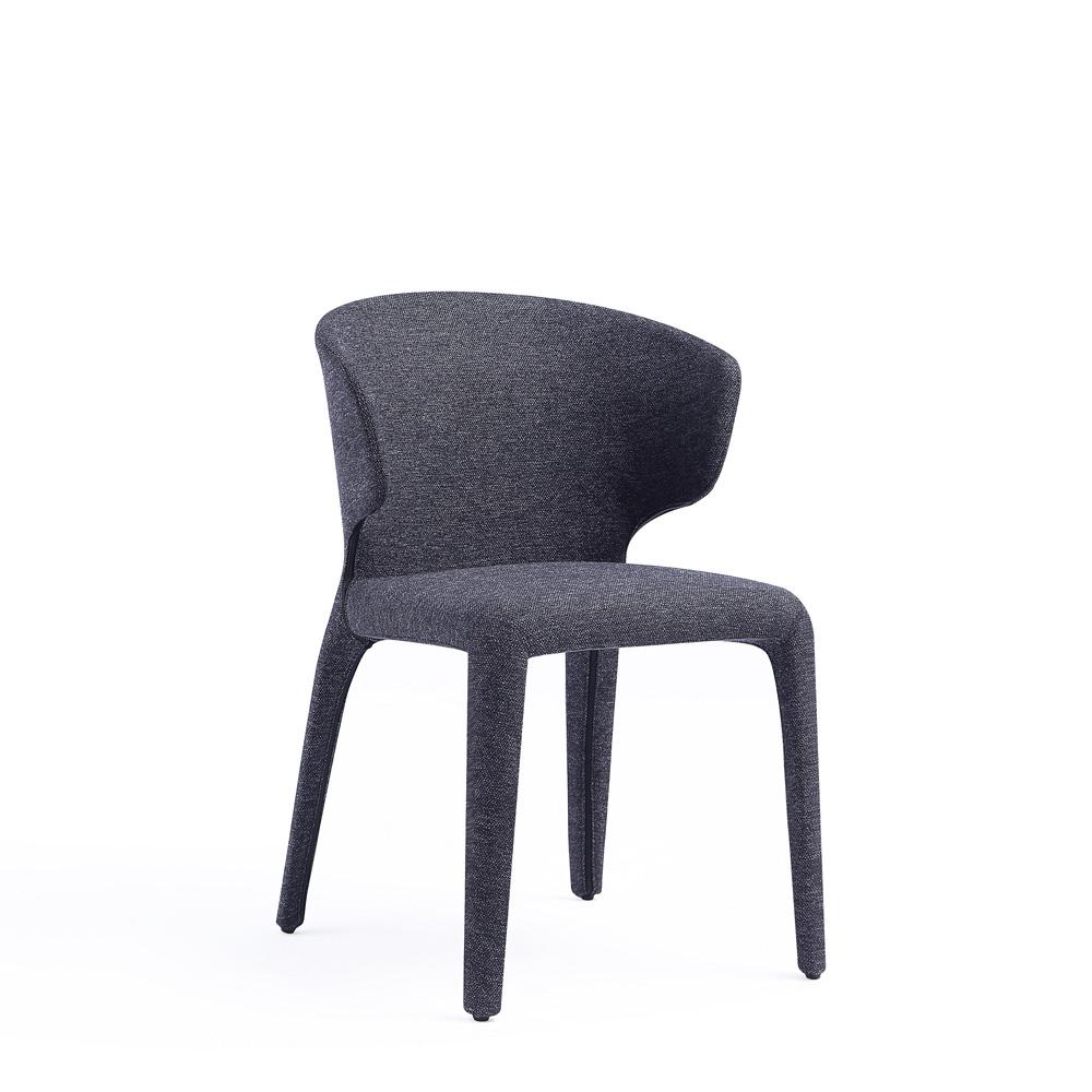 Manhattan Comfort - Conrad Woven Tweed Dining Chair with Metal Legs in Black - Set of 4 - 2-DC031-WBK veiw 3