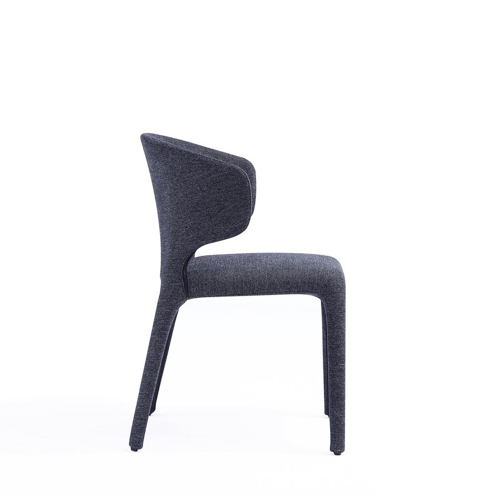 Manhattan Comfort - Conrad Woven Tweed Dining Chair with Metal Legs in Black - Set of 4 - 2-DC031-WBK veiw 5