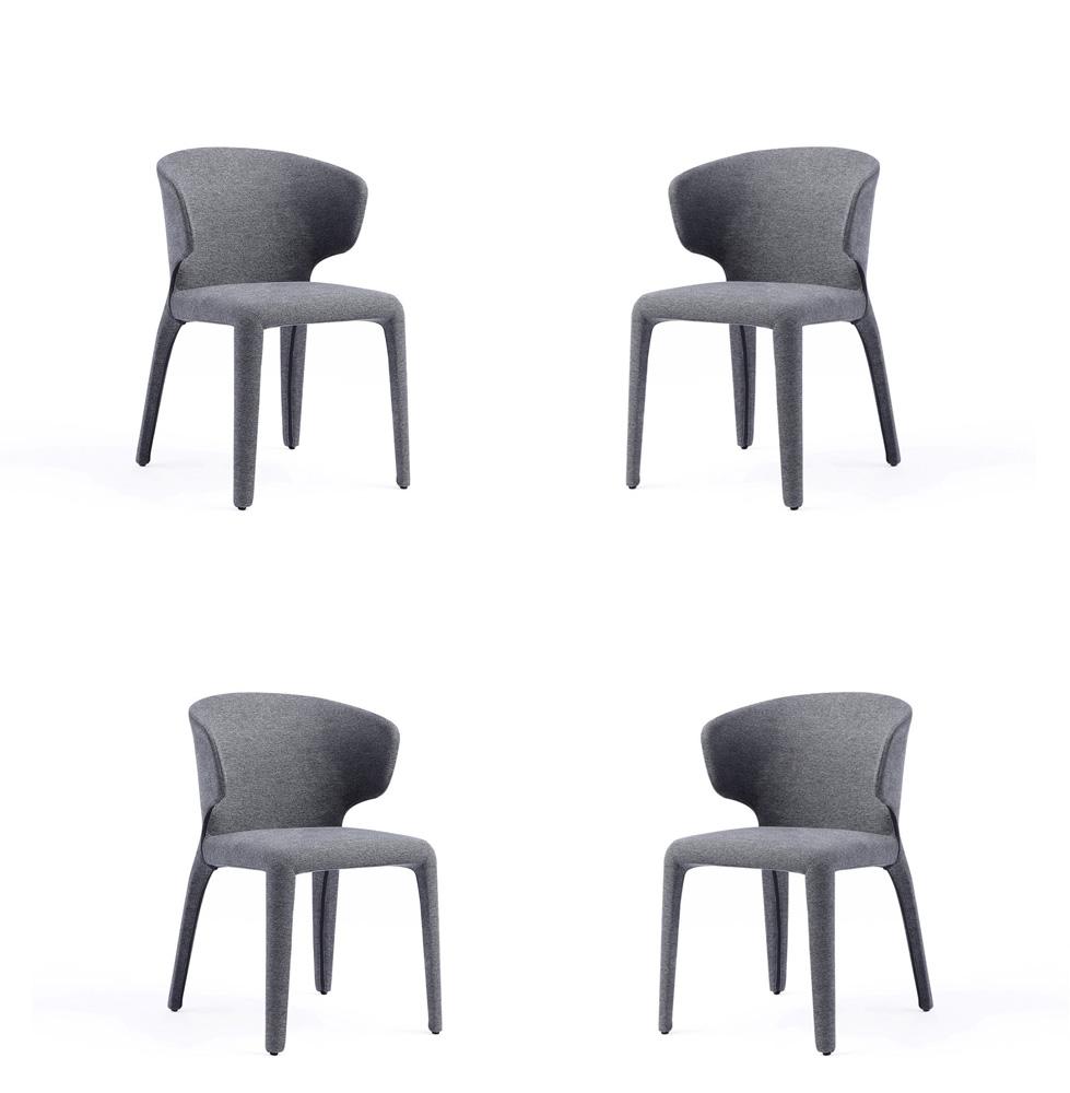 Manhattan Comfort - Conrad Woven Tweed Dining Chair with Metal Legs in Grey - Set of 4 - 2-DC031-WGY veiw 1