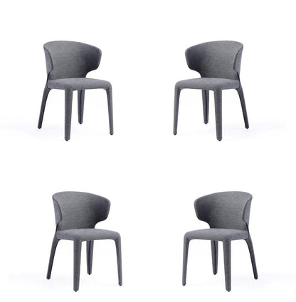 Manhattan Comfort - Conrad Woven Tweed Dining Chair with Metal Legs in Grey - Set of 4 - 2-DC031-WGY veiw 1